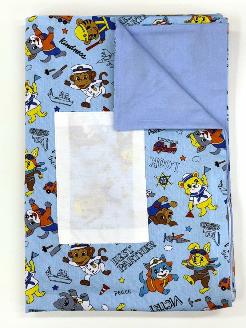 【掛け布団+カバー】お昼寝布団 男の子柄 はたらくどうぶつ青