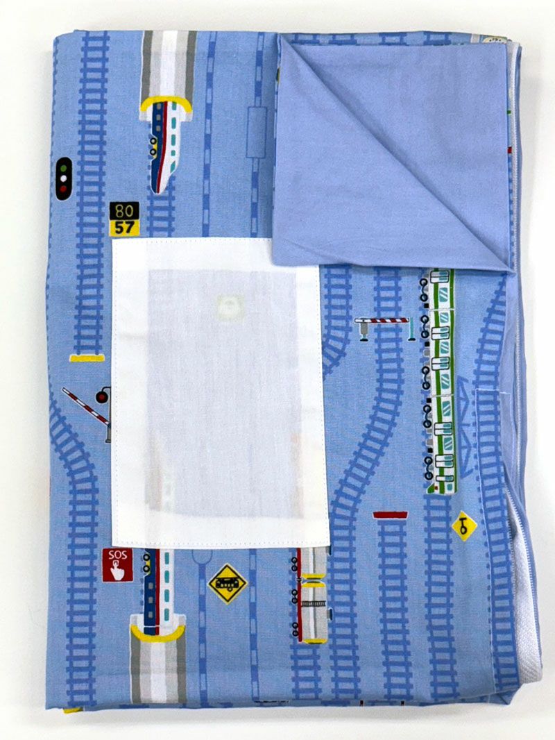 【掛け布団+カバー】お昼寝布団 男の子柄 電車レール