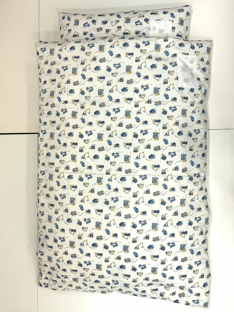 【お昼寝布団セット】 保育園幼稚園お昼寝用 はたらく車ホワイト