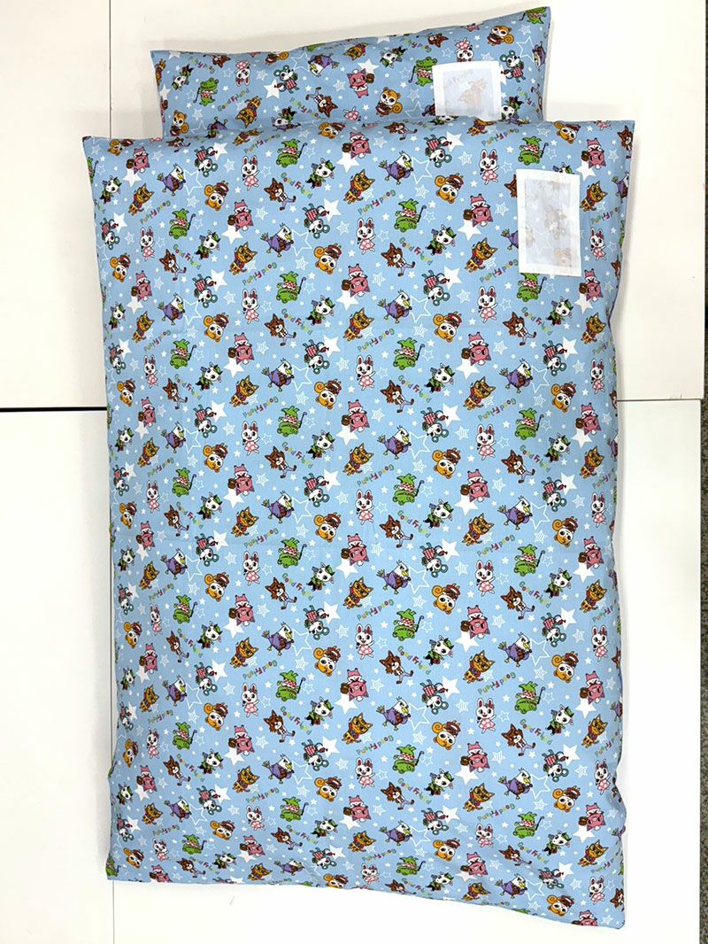 【お昼寝布団セット】 保育園幼稚園お昼寝用 スターアニマル水色