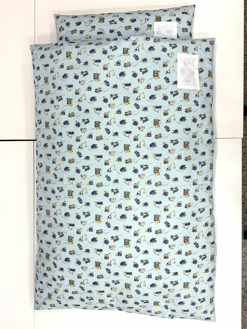 【お昼寝布団セット】 保育園幼稚園お昼寝用 はたらく車みずいろ